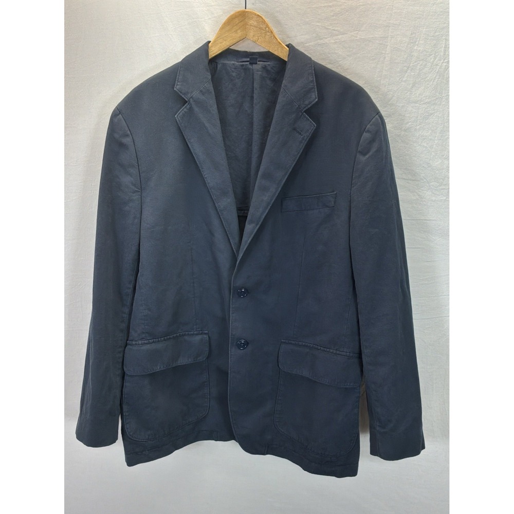 J.Crew Crosby Suit Jacket Mens Blue Linen Blnd Tollegno 42R Unstructured Blazer